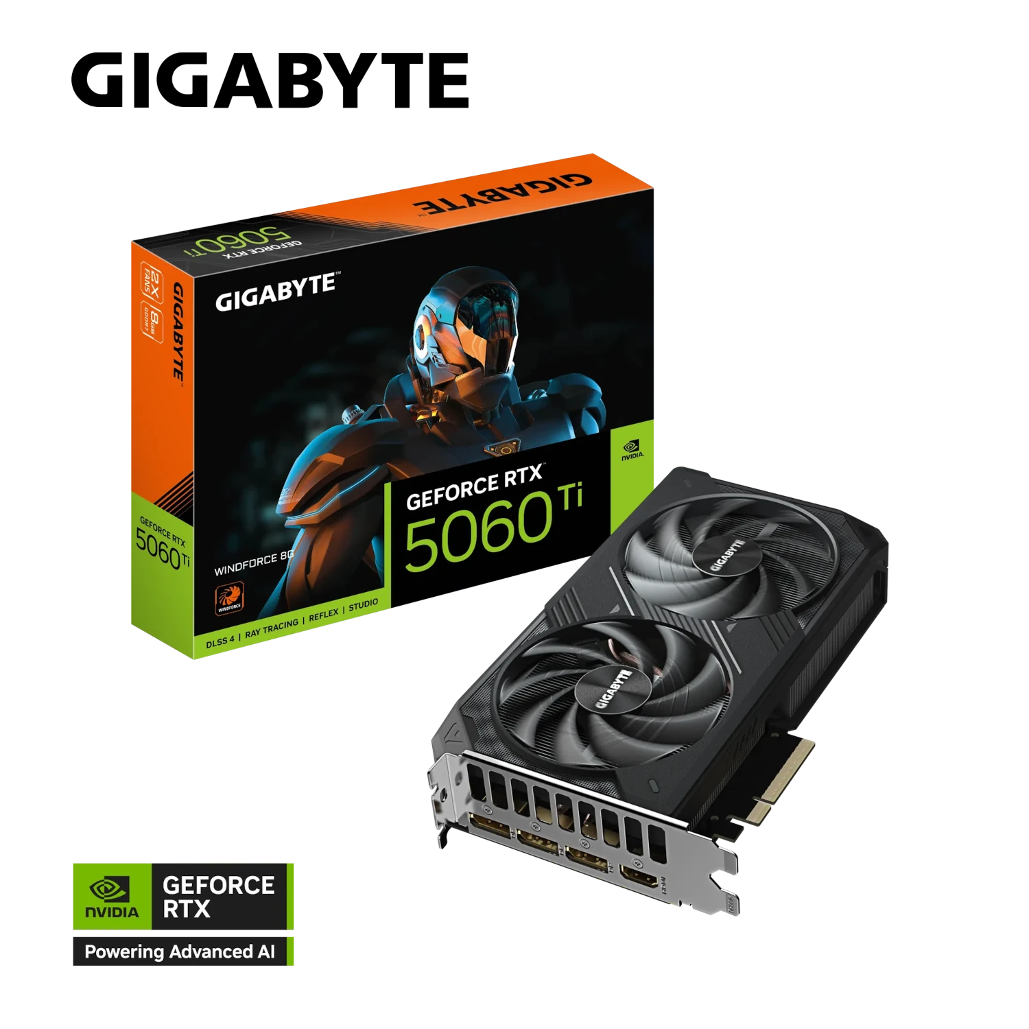 Tarjeta de Video Gigabyte GeForce RTX 5060 Ti Windforce 8GB GDDR7 PCIe 5.0