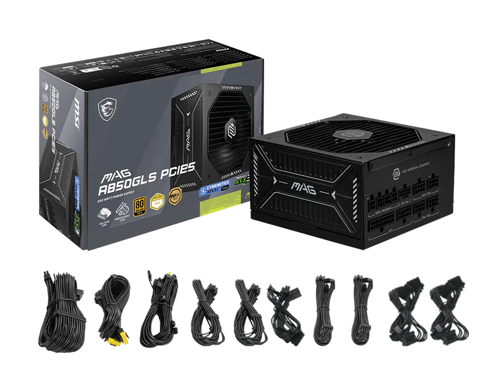 Fuente de Poder MSI MAG A850GLS PCIE5 850W 80 Plus Gold ATX Modular vista 4