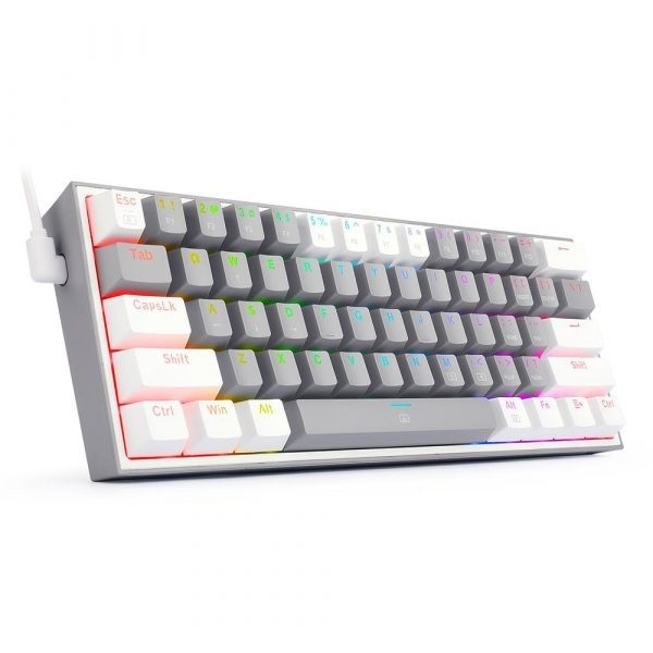 Teclado Gamer Redragon FIZZ K617 RGB – Mecánico 60%, Switch Red, Hall Effect, Hyperpolling 8K, Inglés – Grey/White - Vista 2