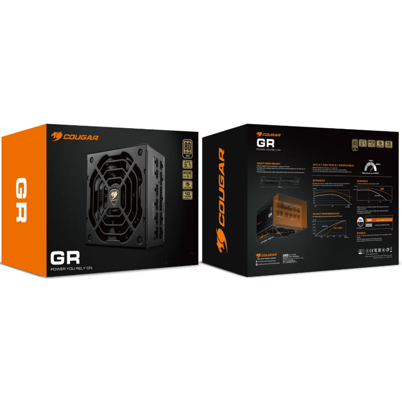 Fuente de Poder Cougar GR 1000 ATX 3.1 1000W 80 Plus Gold ATX Modular vista 1