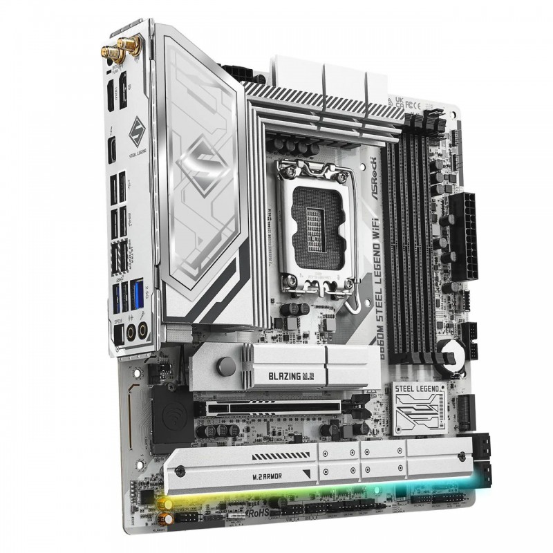 Placa Madre ASRock B860M Steel Legend WiFi LGA 1851 DDR5 PCIe 5.0 mATX vista 1