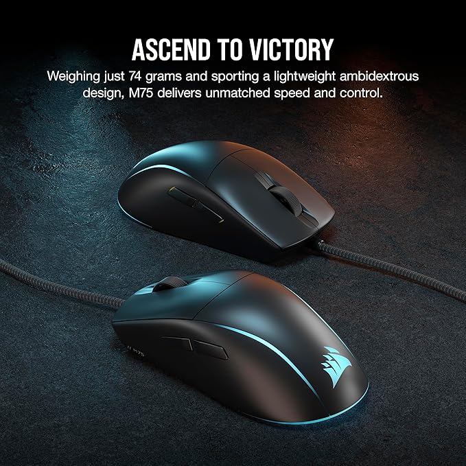 Mouse Gamer Corsair M75 Lightweight RGB — 26.000 DPI, 8K Polling, Ambidiestro vista 4