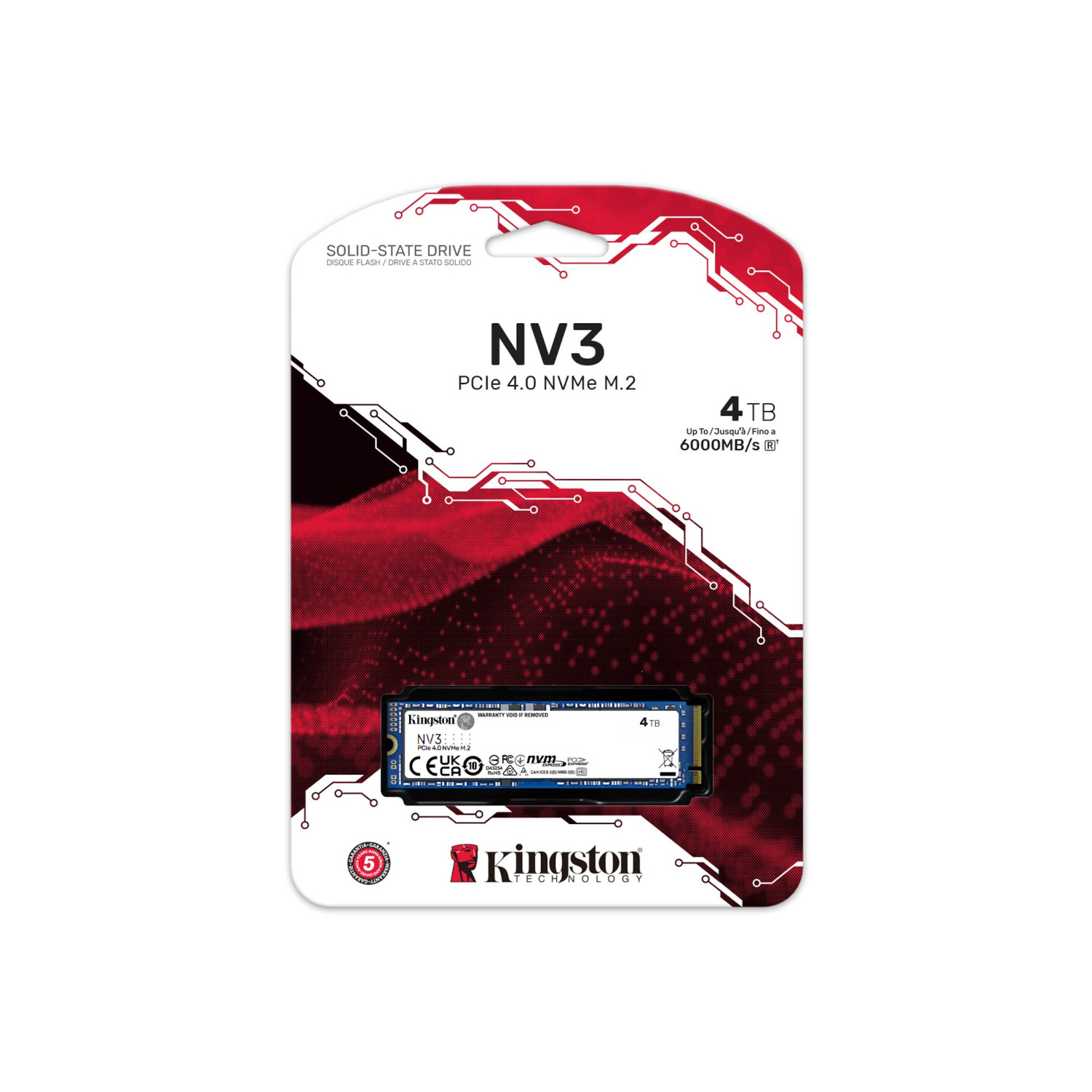 SSD M.2 (2280) - 4 TB - Kingston NV3 - NVMe PCIe 4.0 (SNV3S/4000G)