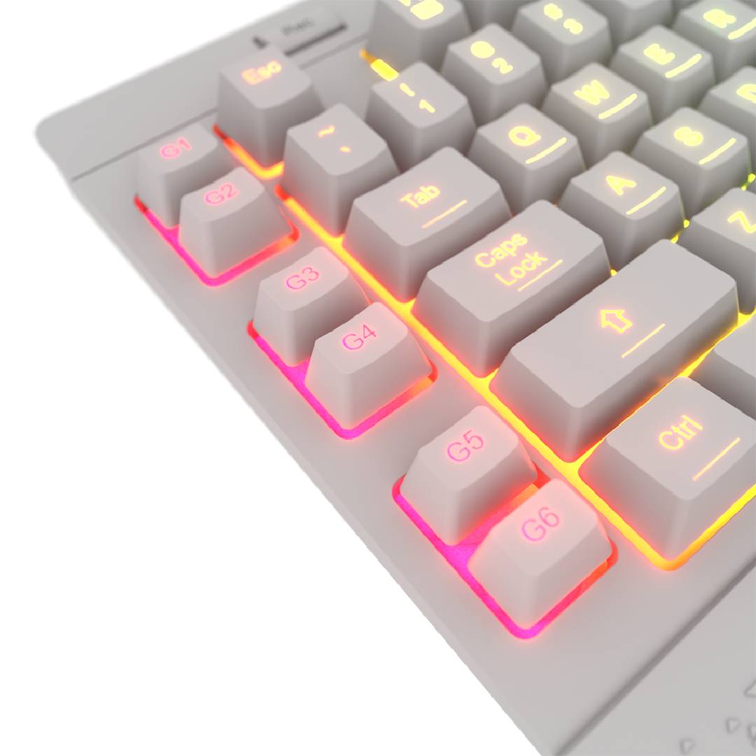 Teclado Gamer - Redragon Shiva K512W-RGB  - 100% FullSize (QWERTY + Numérico) - RGB - USB 2.0 - Español - Blanco - Vista 3