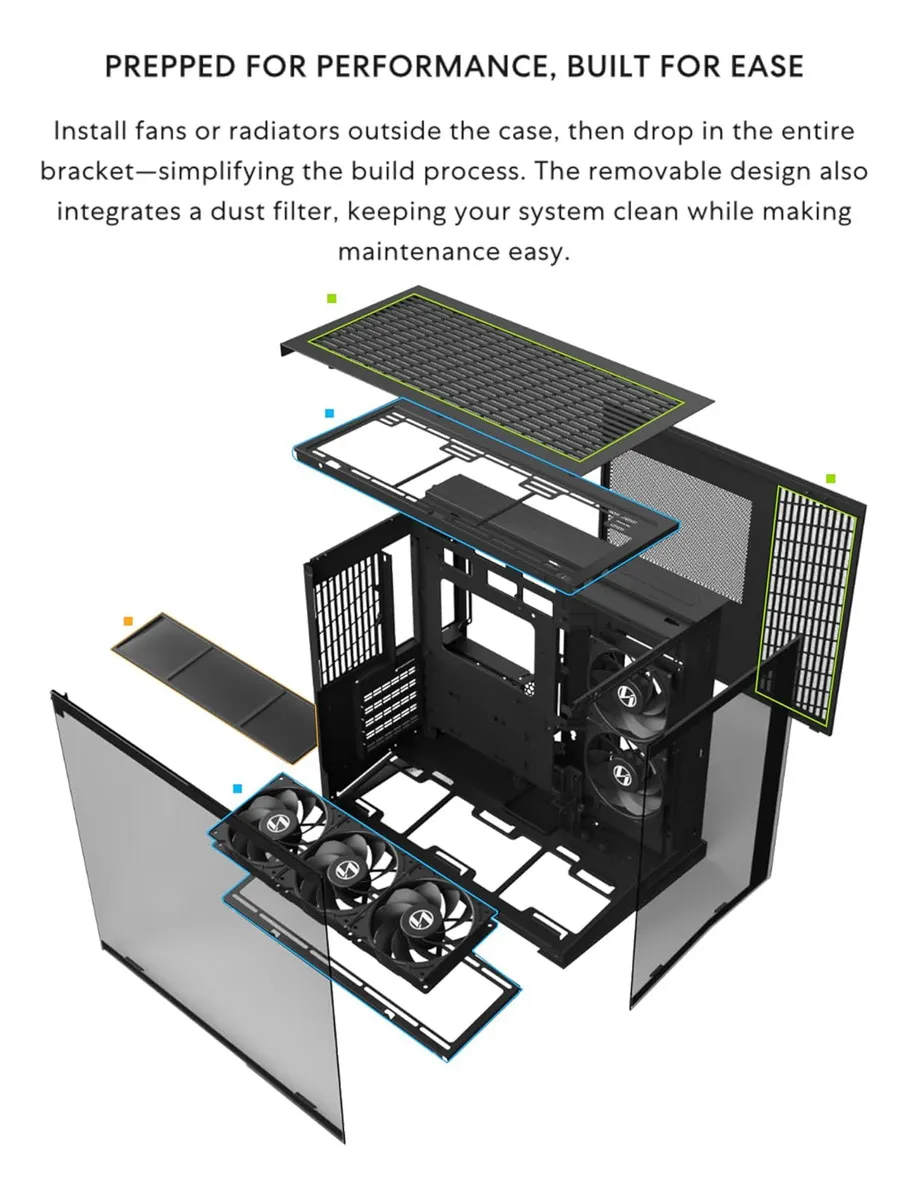 Gabinete Lian Li O11D Mini V2 Vidrio Templado ATX Negro vista 3