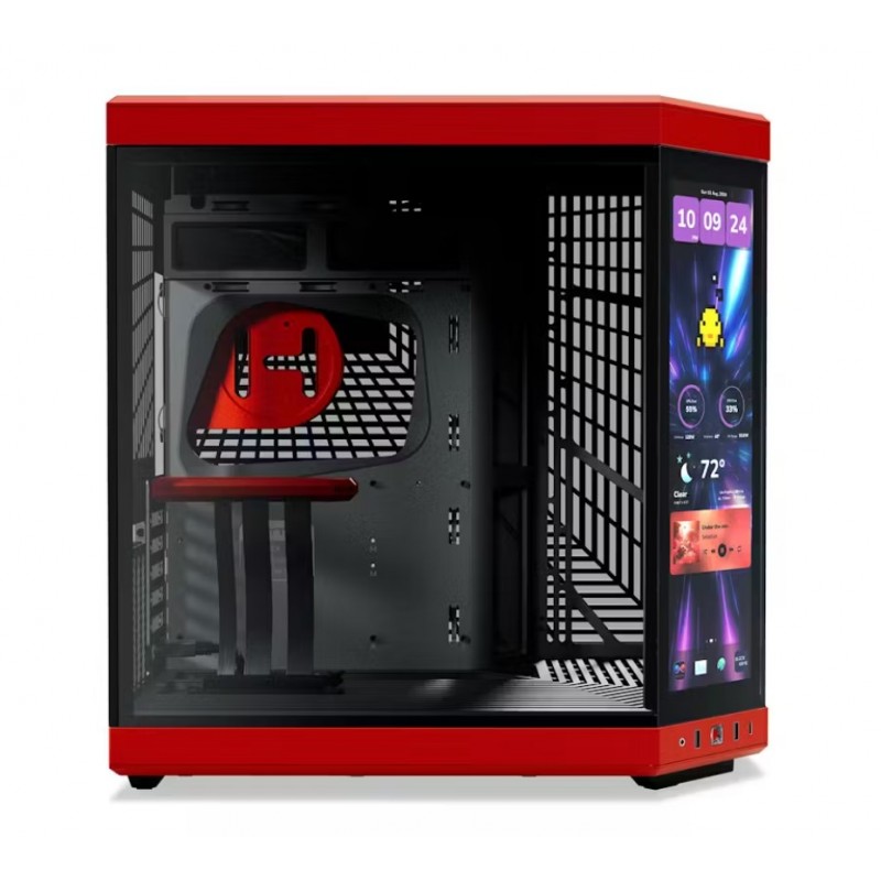 Gabinete HYTE Y70 Touch Infinite ATX con Pantalla 2.5K Integrada Rojo vista 3