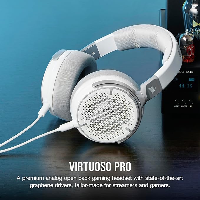 Auriculares para juegos y streaming VIRTUOSO PRO con la parte posterior abierta – White vista 3