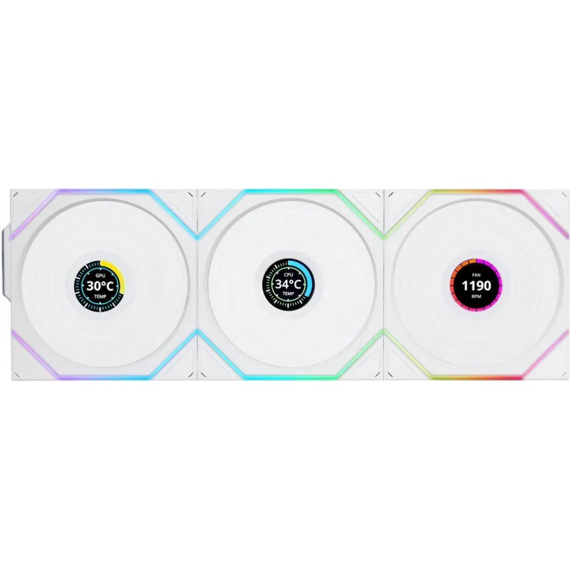 Lian Li UNI Fan TL LCD 120 Wireless 3-Pack Reverse White vista 4