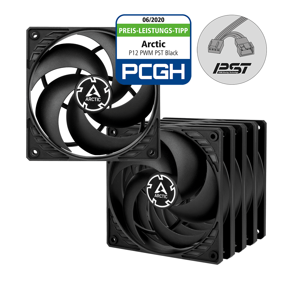 Pack 5 Ventiladores 120mm ARCTIC P12 PWM PST Black (ACFAN00137A) - Vista 1