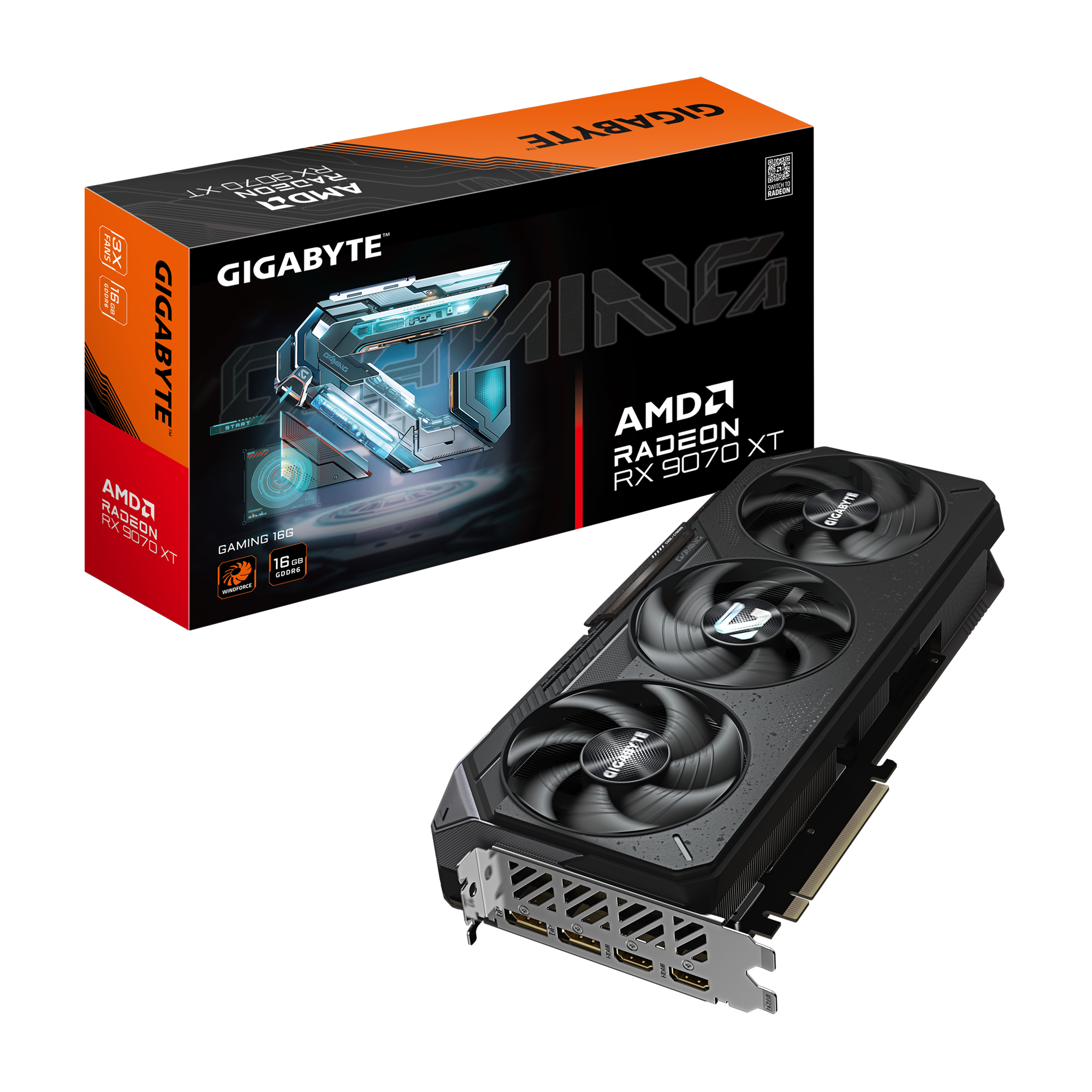 Tarjeta de Video AMD Gigabyte RX 9070 XT Gaming– 16 GB GDDR6, PCIe 5.0