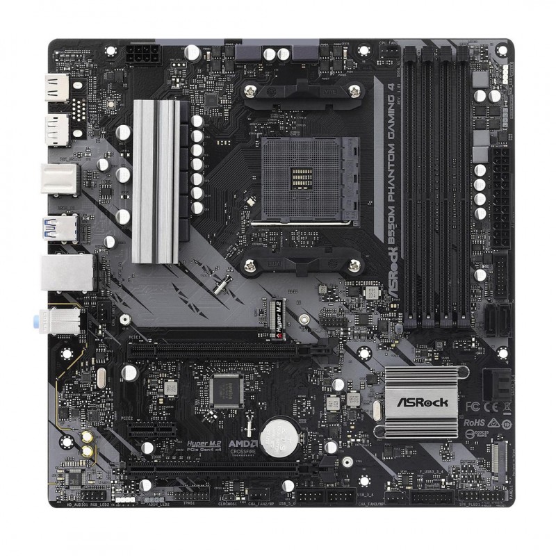 Placa Madre ASRock B550M Phantom Gaming 4 AM4 Micro-ATX vista 2