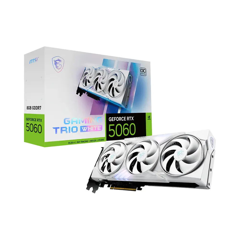 Tarjeta de Video MSI Gaming Trio OC White GeForce RTX 5060 8GB GDDR7 PCIe 5.0