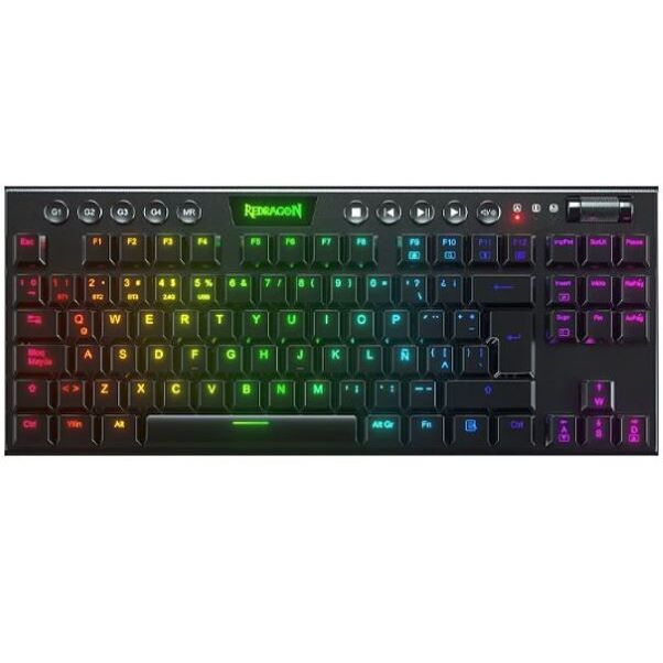Teclado Gamer Redragon Horus K621 RGB TKL – Mecánico Inalámbrico, Switch Red, RGB, Español – Negro
