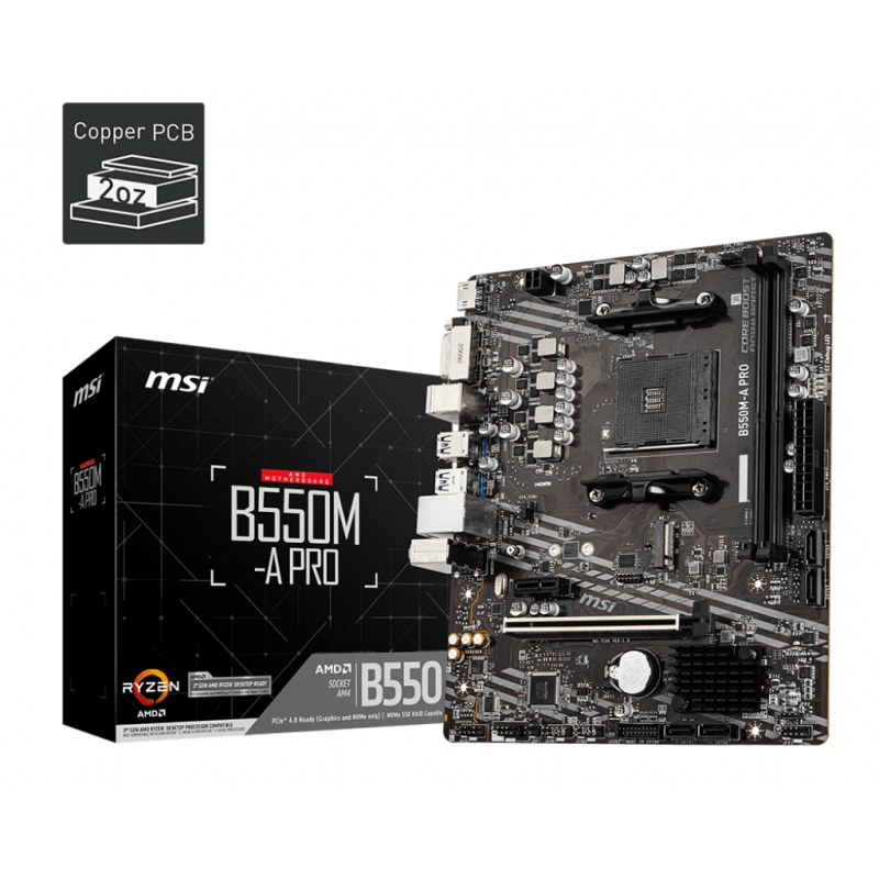 Placa Madre MSI PRO B550M-A PRO AM4 Micro ATX DDR4 B550 vista 1