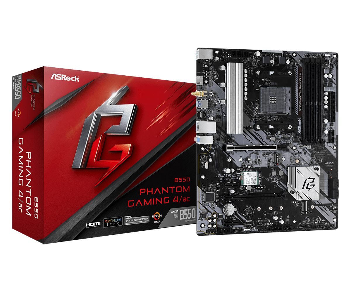 Placa Madre ASRock B550 PHANTOM GAMING 4/AC (ATX, WiFi, DDR4, AM4)
