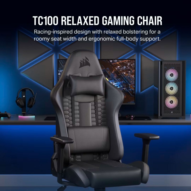 Silla Gamer Corsair TC100 Relaxed Polipiel Negro vista 2