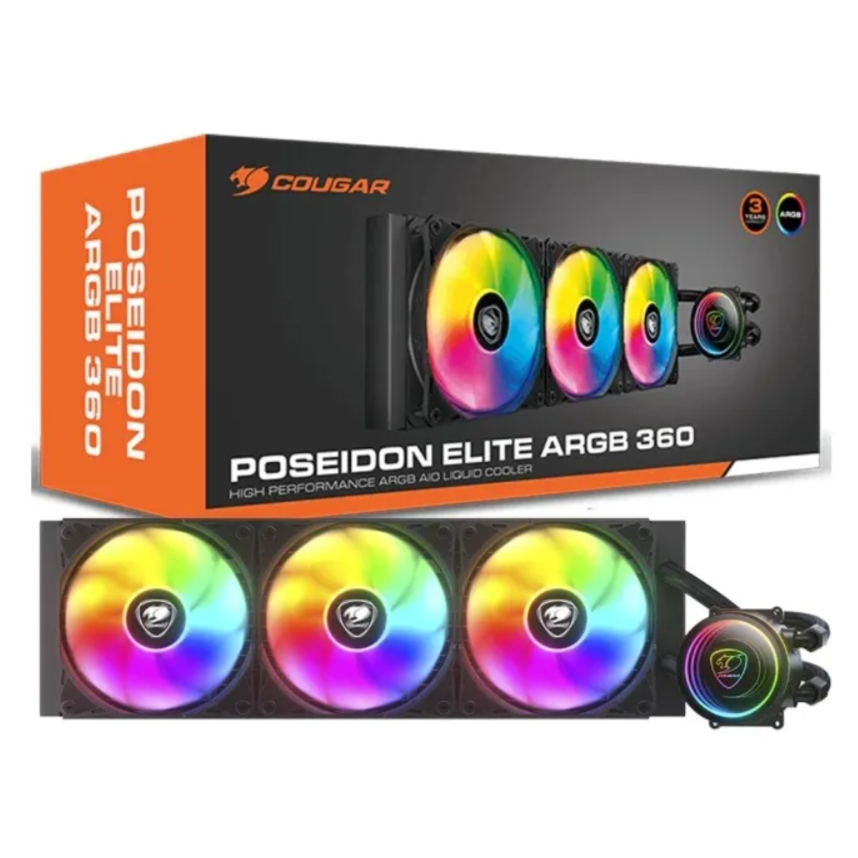 Refrigeración Líquida Cougar Poseidon Elite ARGB 360mm Black Compatible Intel y AMD vista 2