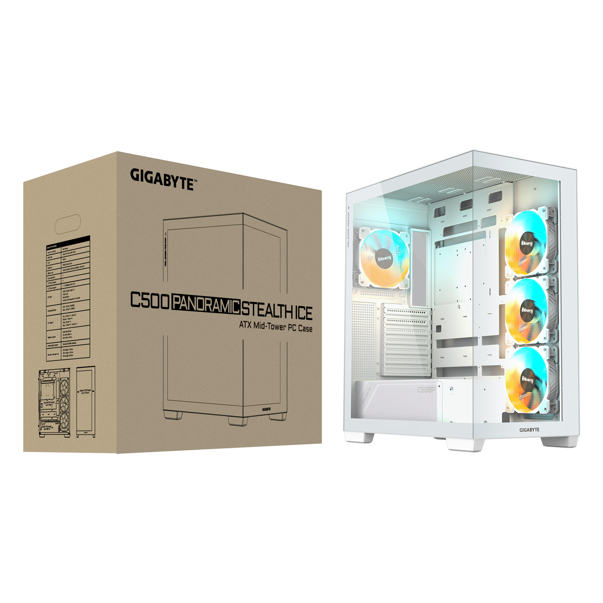 Gabinete GIGABYTE C500 Panoramic Stealth ICE (White Edition) - Vista 4