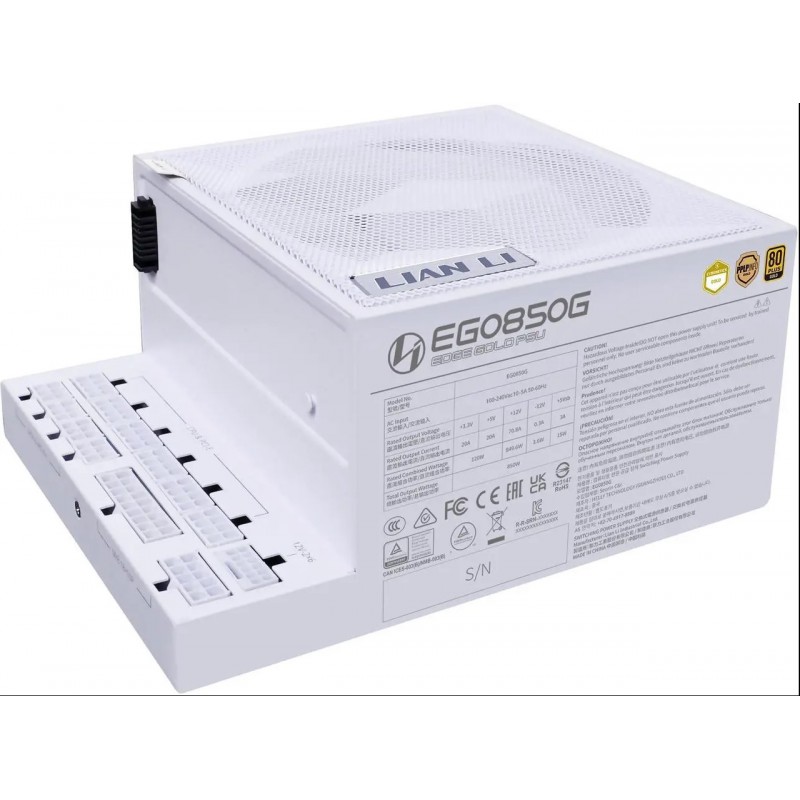 Fuente de Poder LIAN LI EDGE 850W 80+ GOLD Modular White vista 3
