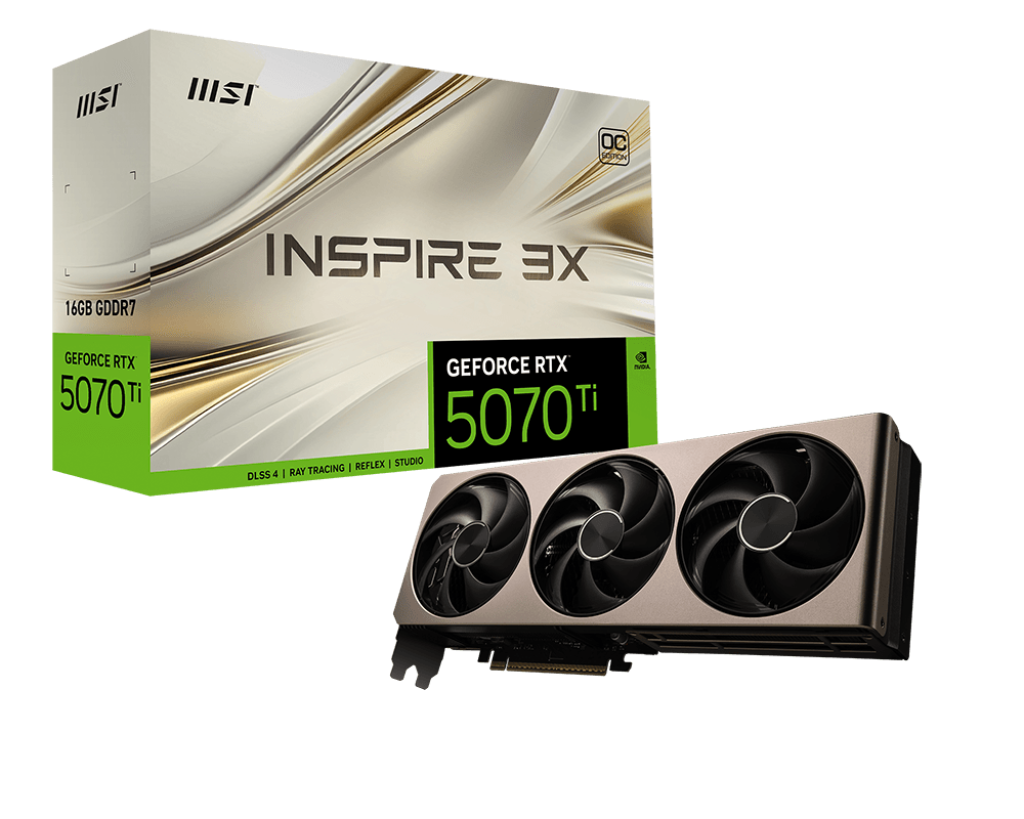 Tarjeta de video MSI GeForce RTX™ 5070 Ti INSPIRE 3X OC 16GB GDDR7