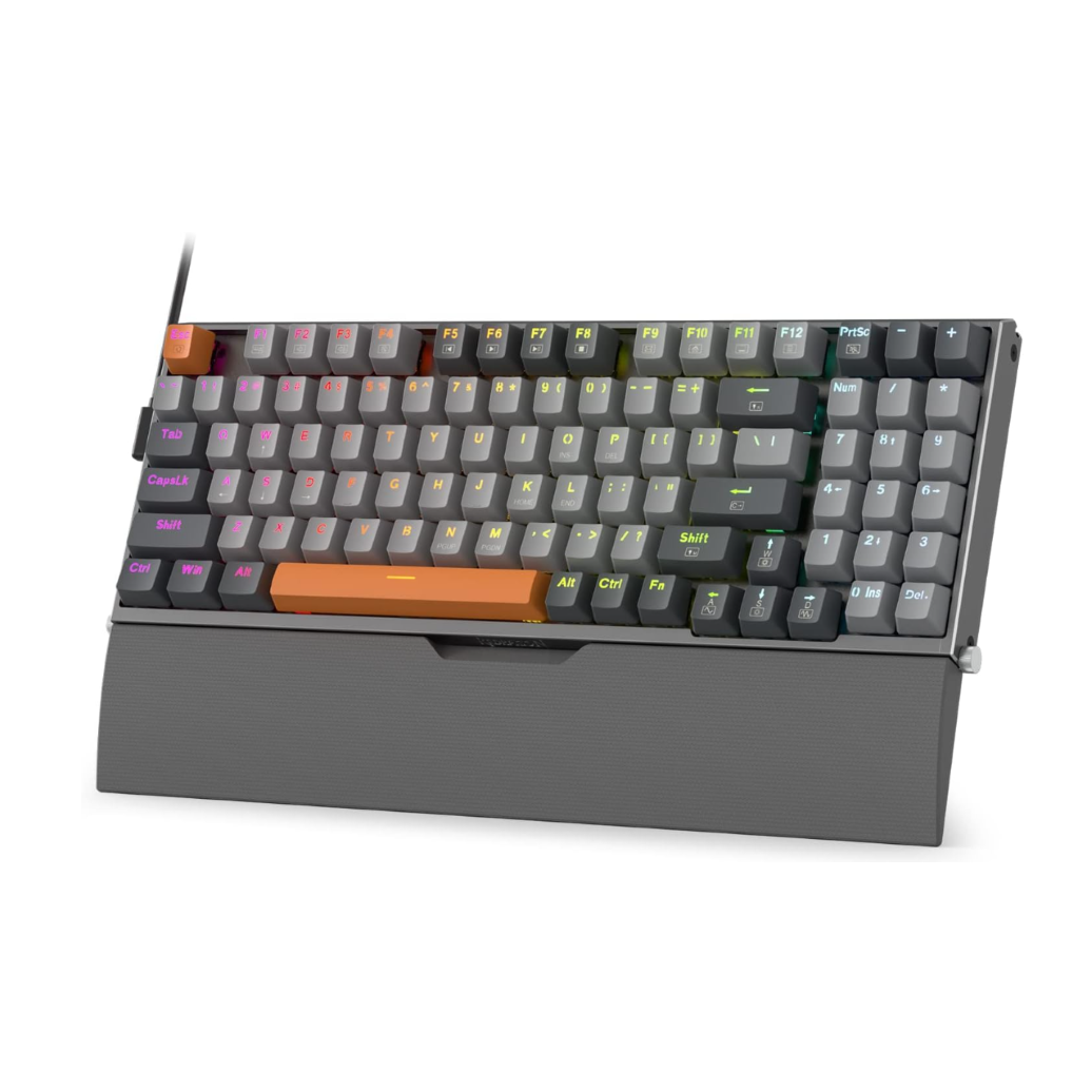 Teclado Gamer Redragon OLAF K648 RGB – Mecánico 90%, Switch Red, Hot-Swap, Reposamuñecas, Inglés – Negro