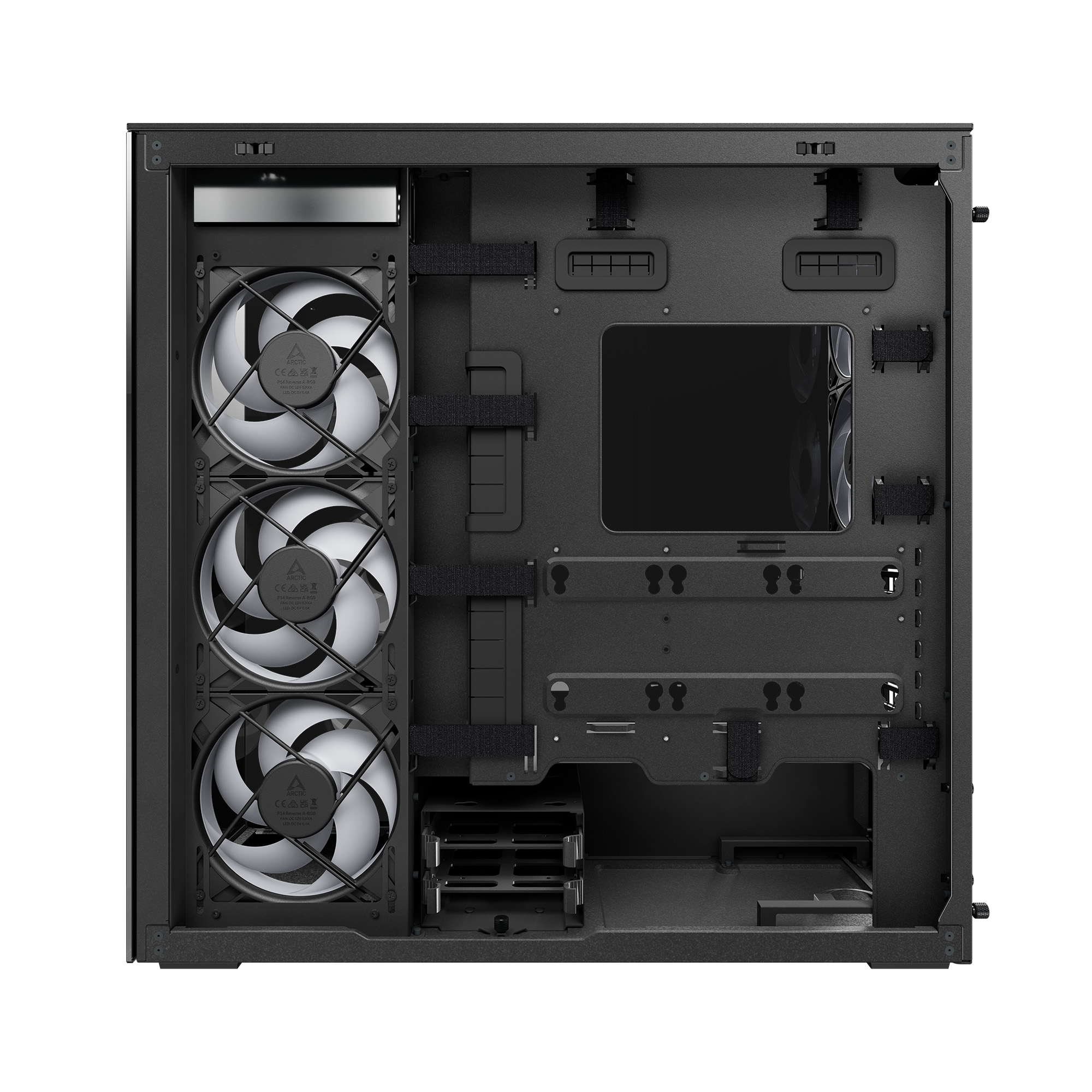 Gabinete ARCTIC Xtender VG Black Mirror Glass E-ATX | GPU Vertical + 420mm vista 4