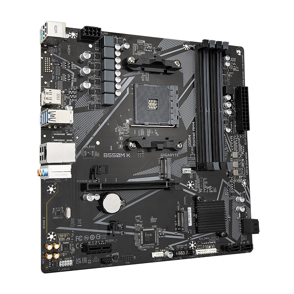 Placa Madre Gigabyte B550M K AM4 Micro-ATX DDR4 PCIe 4.0 M.2 vista 2
