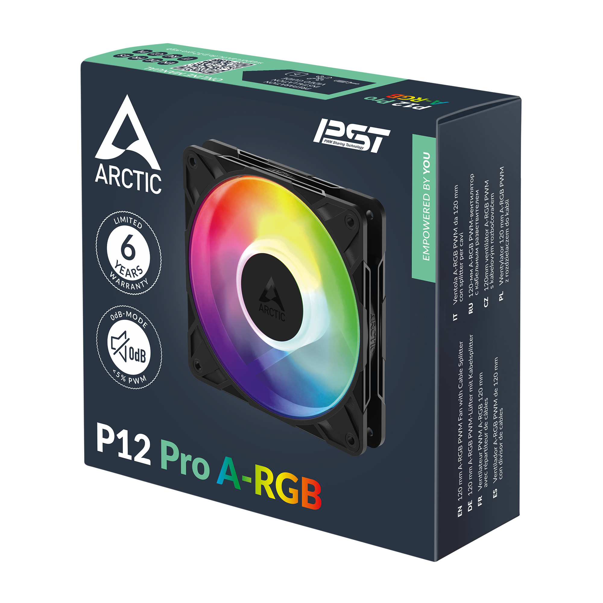 Ventilador ARCTIC P12 Pro PST A-RGB 120mm PWM Alta Presión Negro vista 5