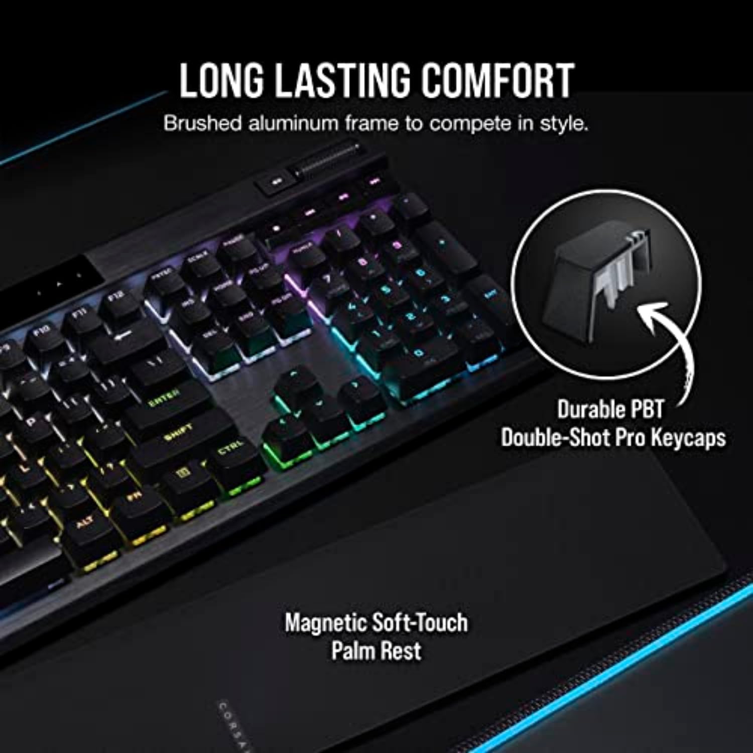 Teclado Óptico-Mecánico Corsair K70 PRO RGB — OPX, PBT Double-Shot, 8000Hz, Negro vista 5