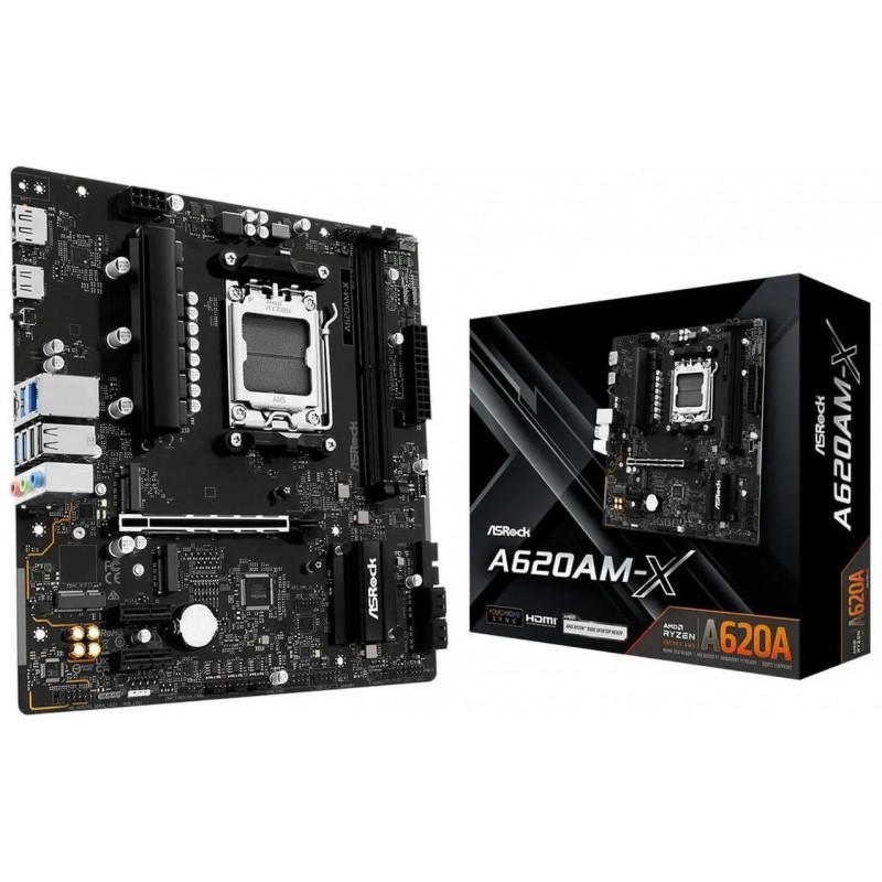 Placa Madre ASRock A620AM-X AM5 DDR5 Micro ATX PCIe 4.0 2.5G LAN vista 1