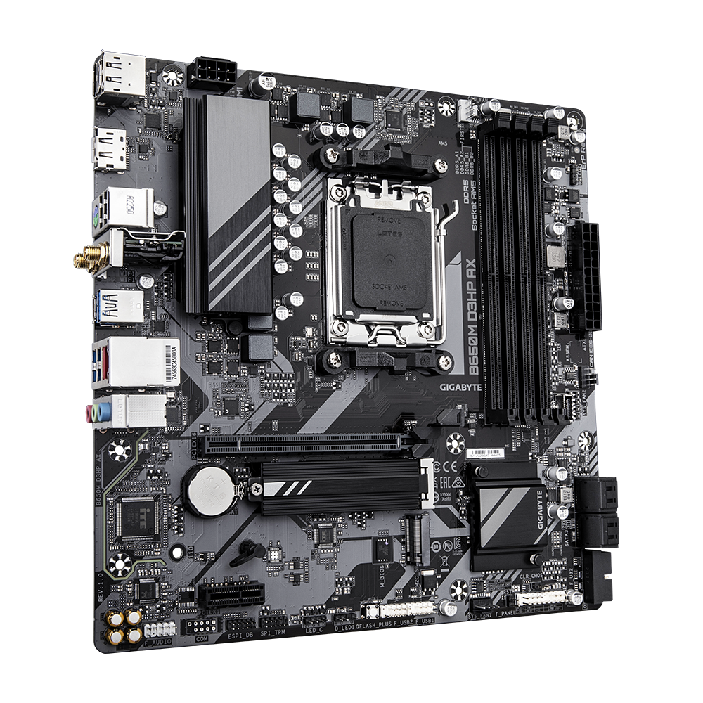 Placa Madre Gigabyte B650M D3HP AX AM5 DDR5 WiFi 6E Micro-ATX vista 3