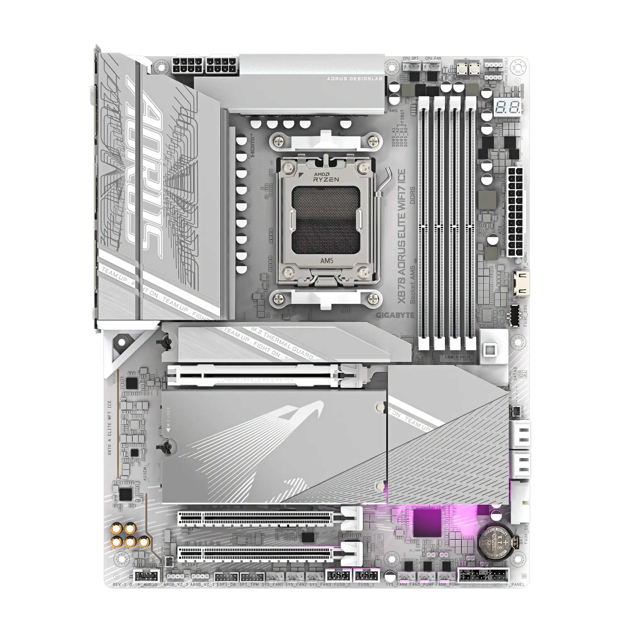 Placa madre Gigabyte X870 AORUS ELITE WIFI7 ICE vista 2