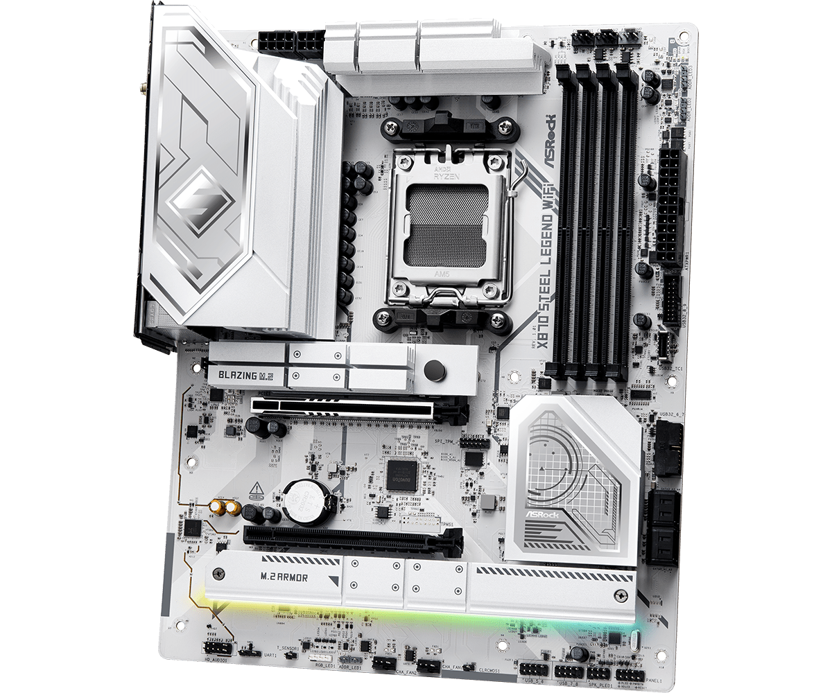 Placa Madre ASRock X870 Steel Legend Wifi– ATX DDR5, PCIe 5.0, Wi-Fi 7, USB4, AM5 - Vista 4