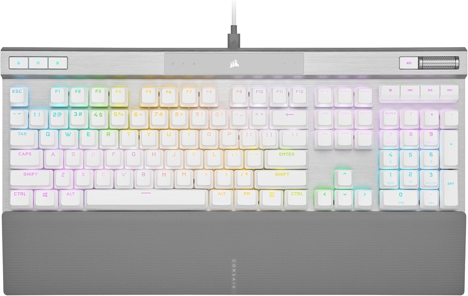 Teclado Óptico-Mecánico Corsair K70 PRO RGB — OPX, PBT Double-Shot, 8000Hz, Blanco