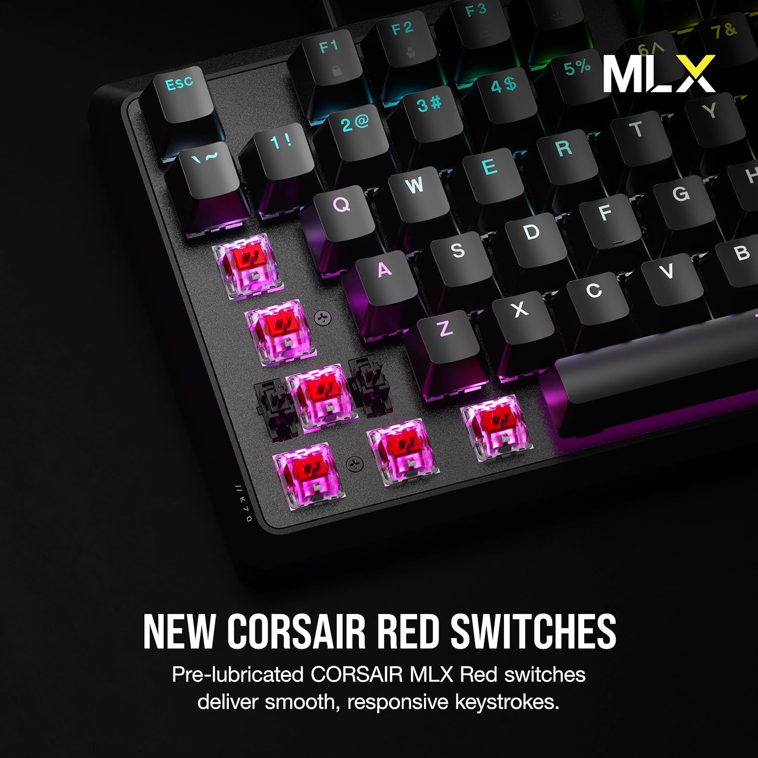 Teclado Mecánico Gamer Corsair K70 CORE RGB — MLX Red, Full Size, Negro vista 4