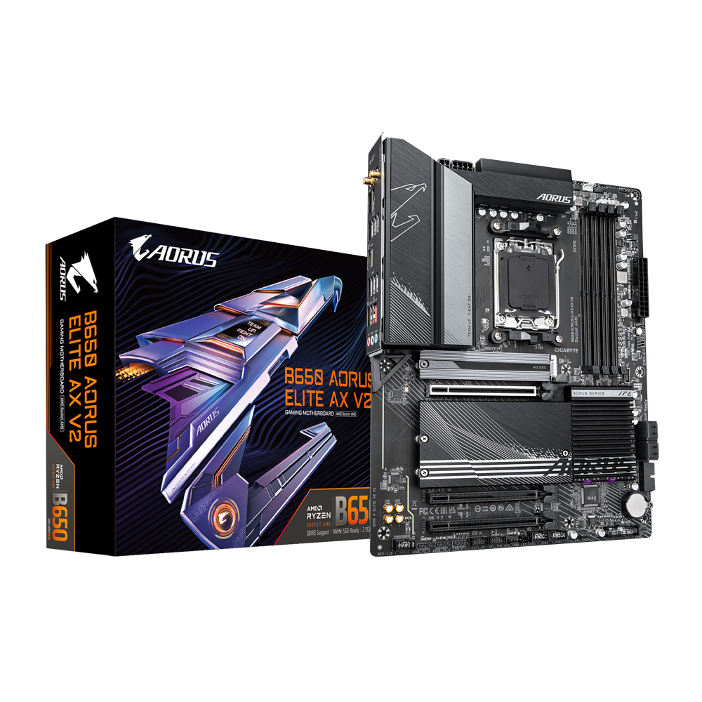 Placa Madre GIGABYTE B650 AORUS ELITE AX V2 – ATX, DDR5, PCIe 5.0, Wi-Fi 6E