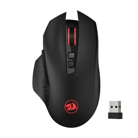 Mouse Gamer Redragon M656 Gainer – Inalámbrico 2.4GHz, 4000 DPI, 7 Botones Programables, Retroiluminación Roja – Negro - Vista 2