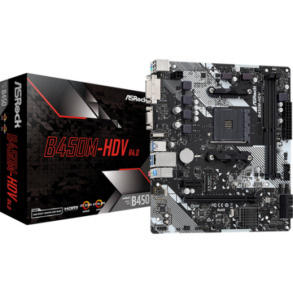 Placa Madre ASRock B450M-HDV R4.0 AM4 DDR4 Micro-ATX