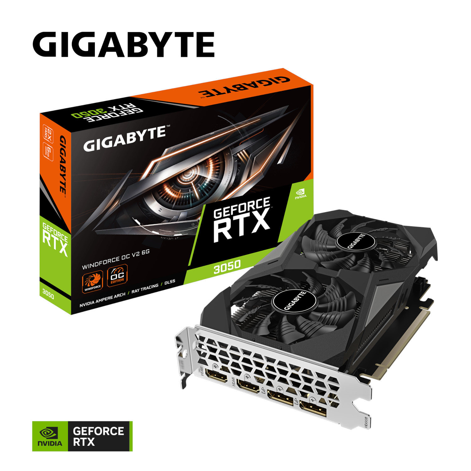 Tarjeta de Video Gigabyte GeForce RTX 3050 Windforce V2 OC 6GB GDDR6