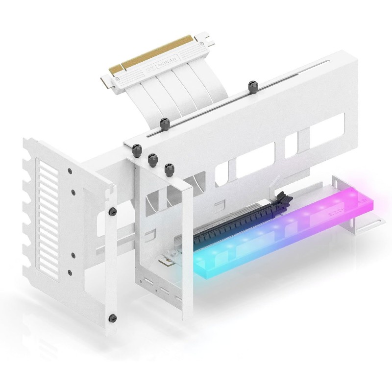 Soporte GPU Vertical EZDIY-FAB PCIe 4.0 All White con LED ARGB vista 1