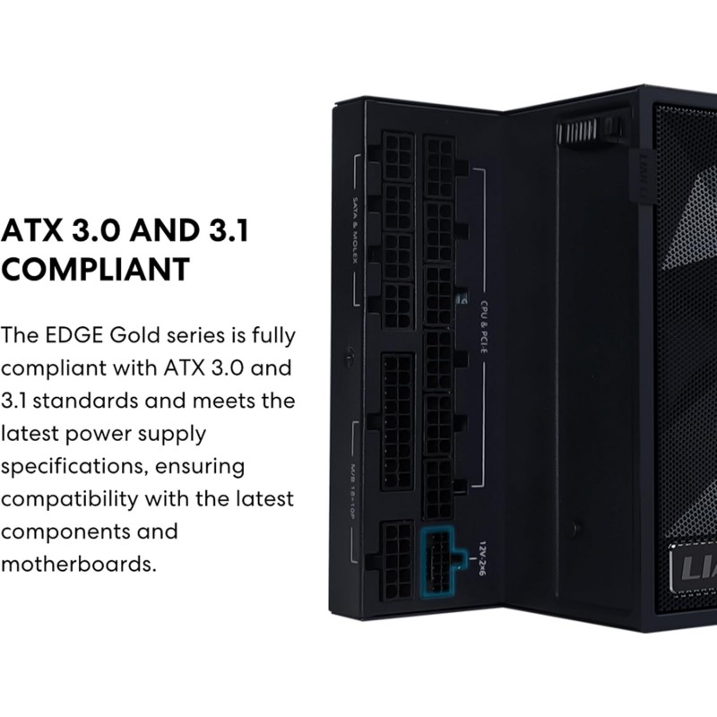 Fuente de Poder LIAN LI EDGE 850W 80+ GOLD Modular Black vista 3