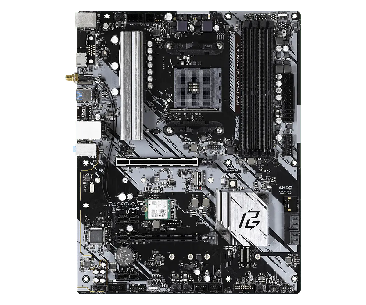 Placa Madre ASRock B550 PHANTOM GAMING 4/AC (ATX, WiFi, DDR4, AM4) vista 2