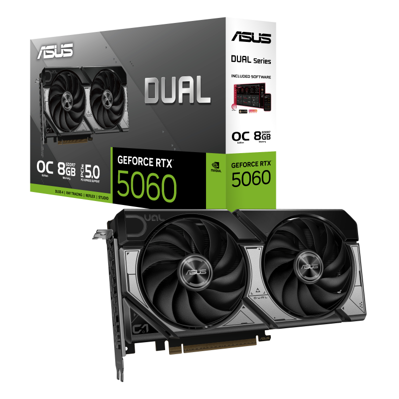 Tarjeta de Video ASUS Dual GeForce RTX 5060 OC 8GB GDDR7 PCIe 5.0