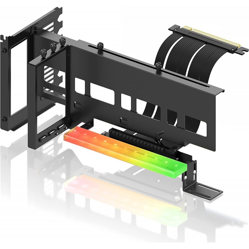 Soporte Vertical GPU EZDIY-FAB PCIe 4.0 Negro con LED ARGB vista 1