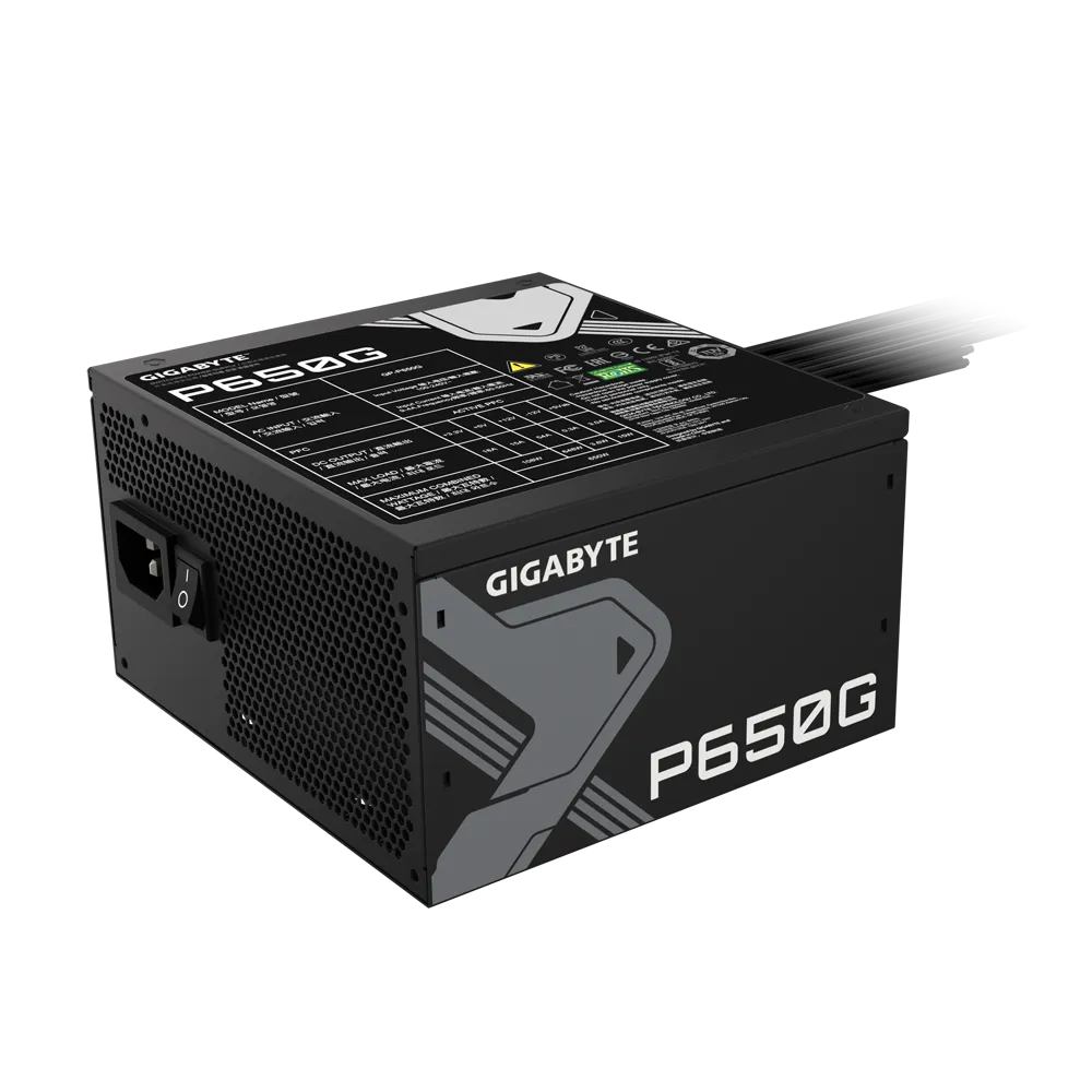 Fuente de Poder Gigabyte P650G 650W 80+ Gold – ATX / Cables Planos Negros vista 5