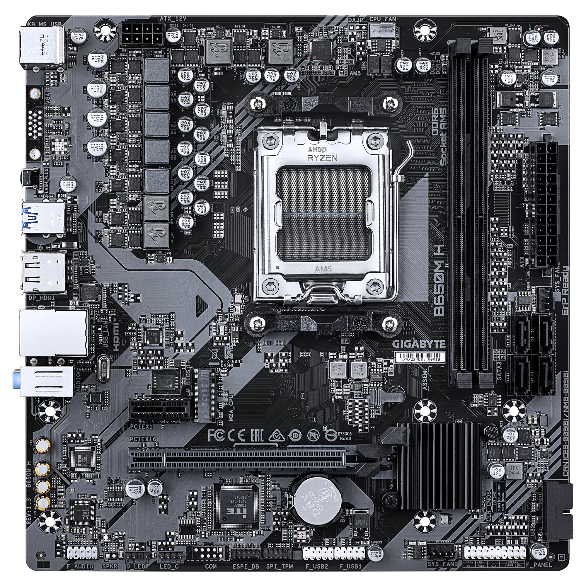 Placa Madre GIGABYTE B650M H – AM5, DDR5 7200+, PCIe 4.0, HDMI/DP, micro-ATX - Vista 2