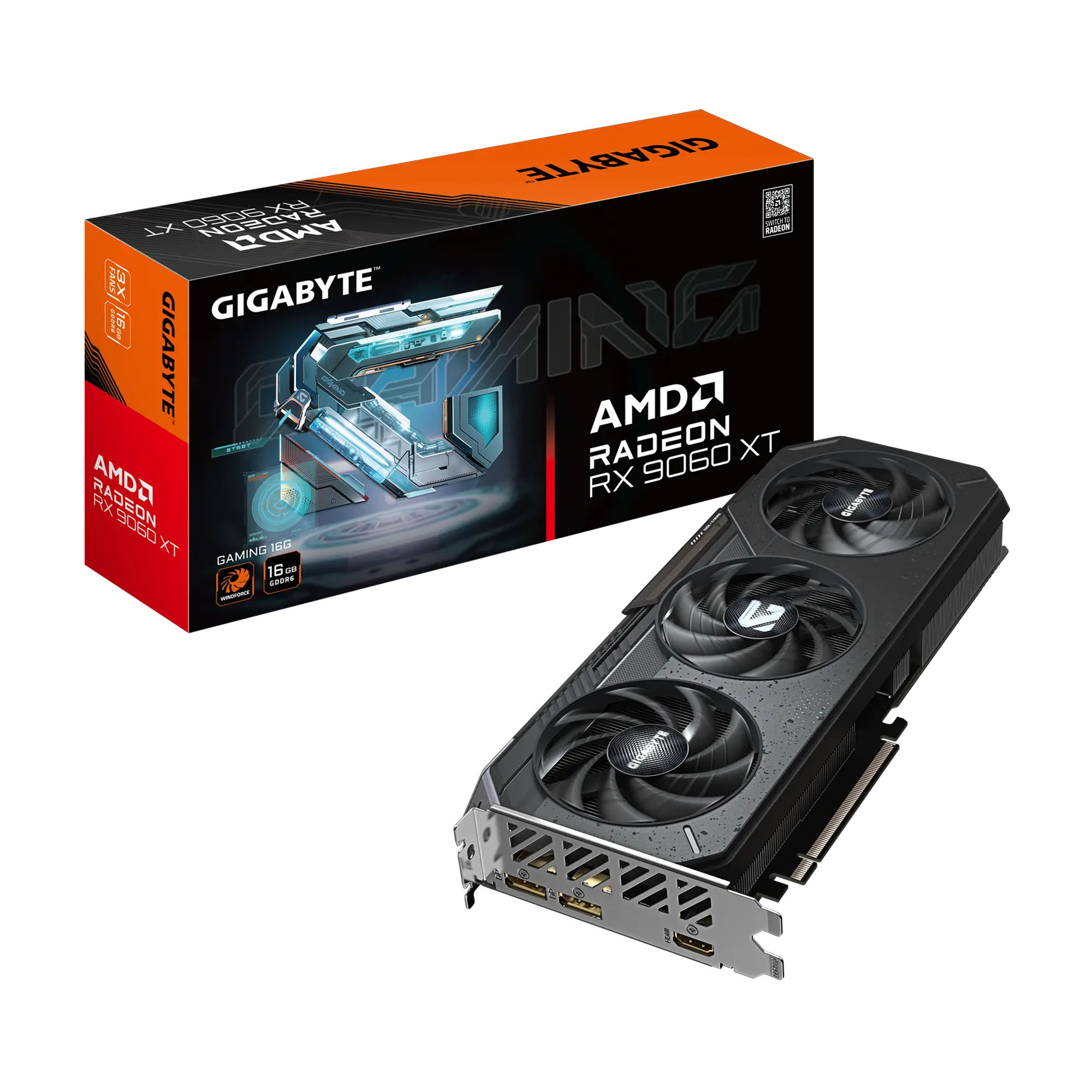 Tarjeta de Video Gigabyte Radeon RX 9060 XT GAMING OC 16GB – GDDR6, PCIe 5.0, 3320 MHz Boost