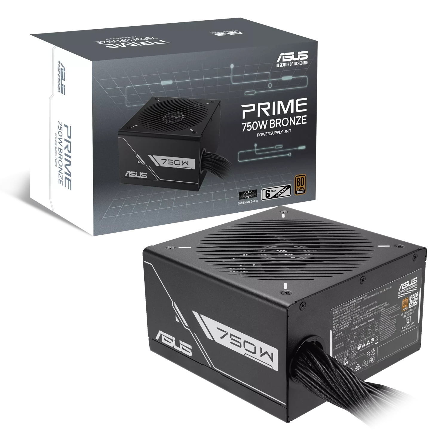 Fuente de Poder ASUS Prime 750B 750W 80 Plus Bronze ATX No Modular vista 1