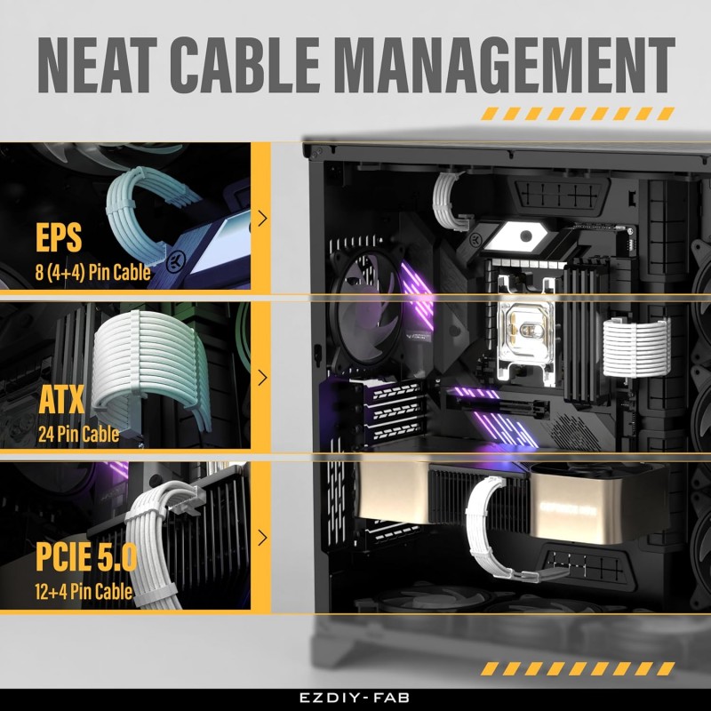 Kit Extensión Cables PSU EZDIY-FAB 12V-HPWR Blanco 300mm vista 3