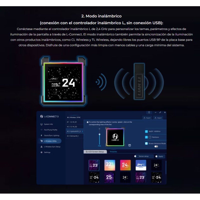 Lian Li HydroShift II LCD-S 360 - Refrigeración Líquida con Pantalla Digital vista 4